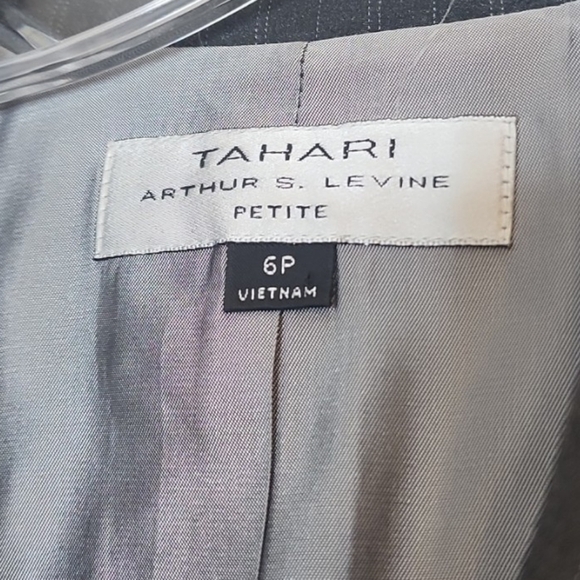 NEW Tahari ASL Pinstripe Charcoal Tailored Jacket Designer Office Blazer Coat - Picture 7 of 15